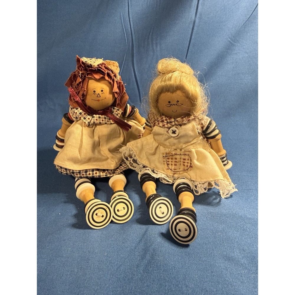 vintage 1997 Ganz "Button Dolls" featuring unique folk-art designs HTF